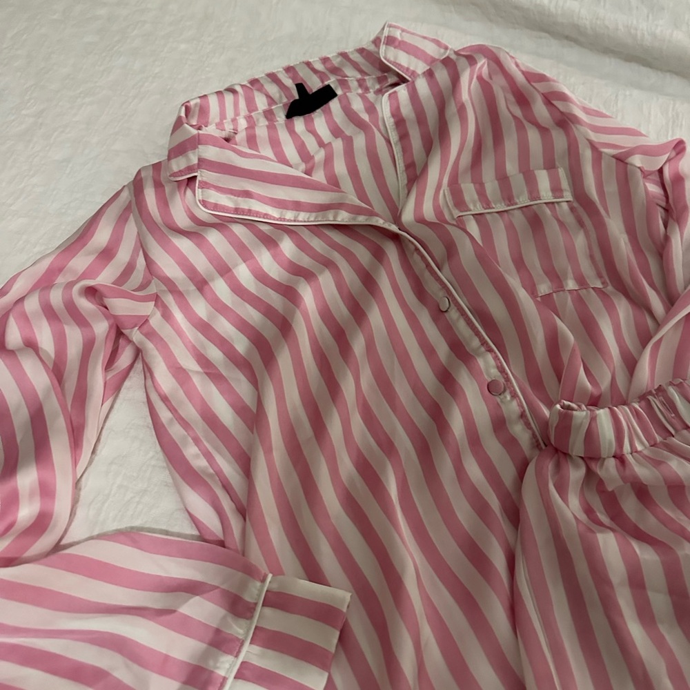 Missguided Pink Striped Pajama Set